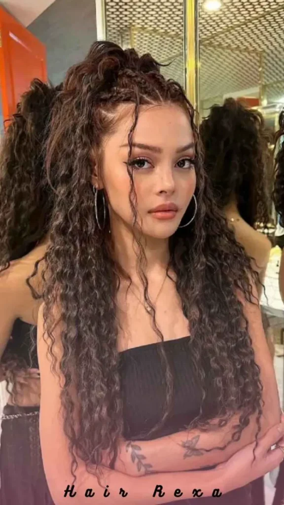 Side-Part Deep Wave Half-Up Half-Down