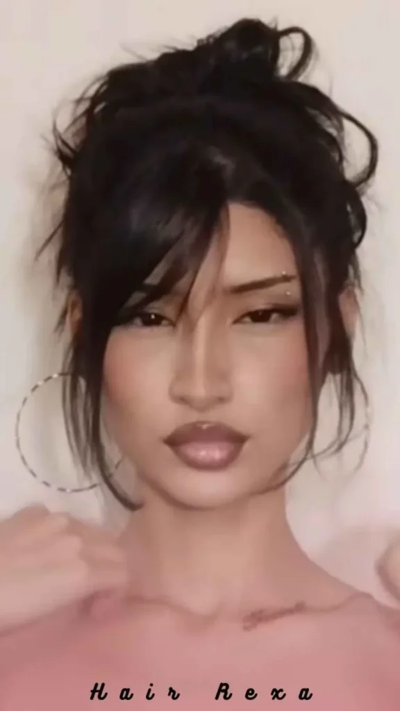 Slicked Side-Swept Bangs with Low Bun