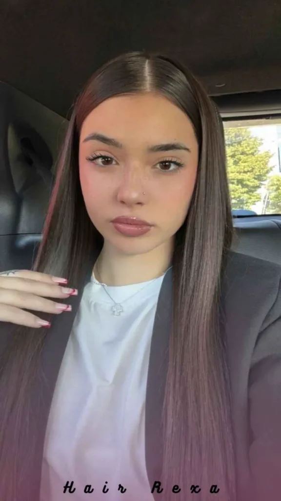Bone-Straight Hair with a Middle Part