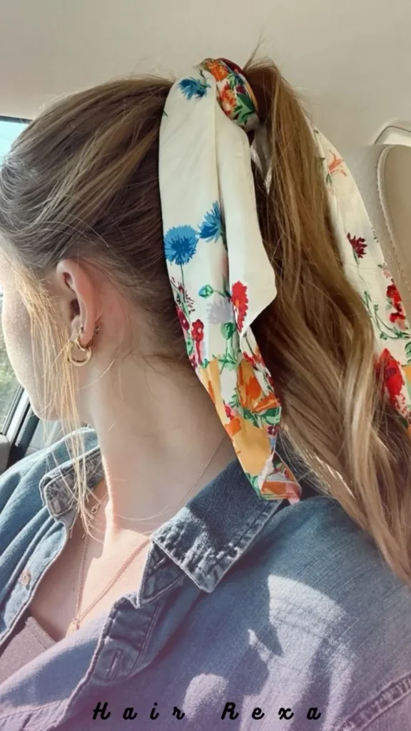Scarf-Wrapped Ponytail