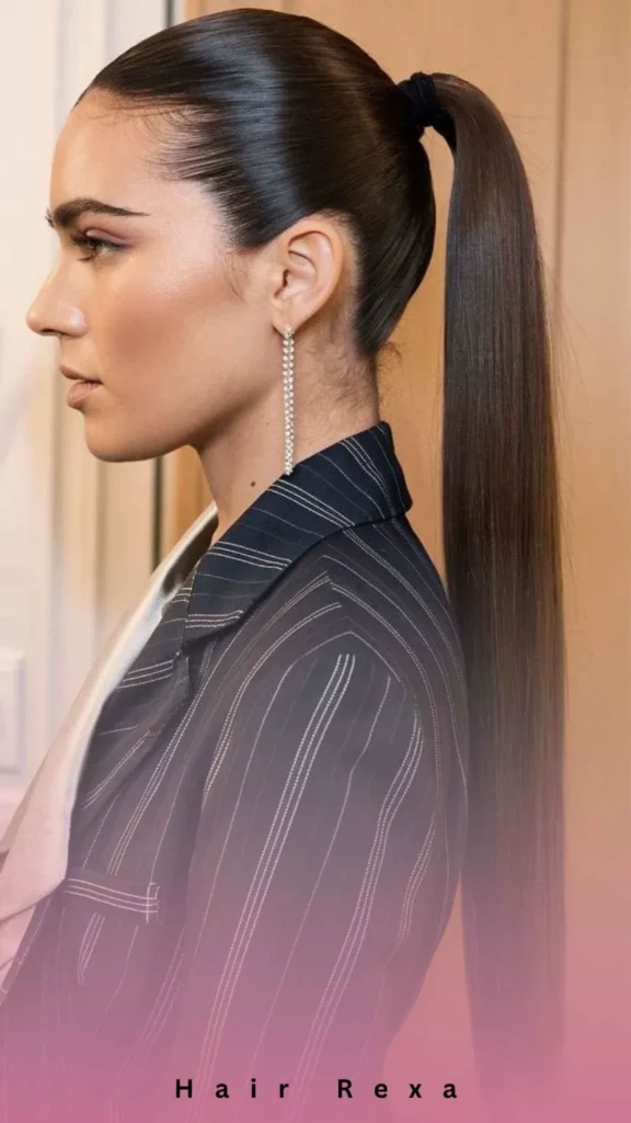 Sleek Wet-Look Ponytail