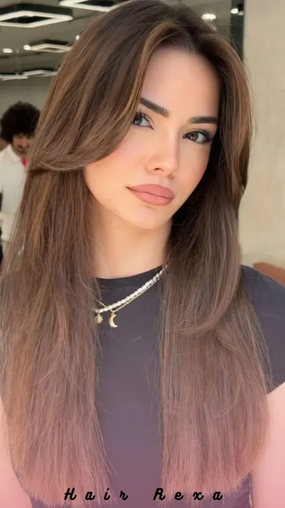 Straight Hair with Curtain Bangs